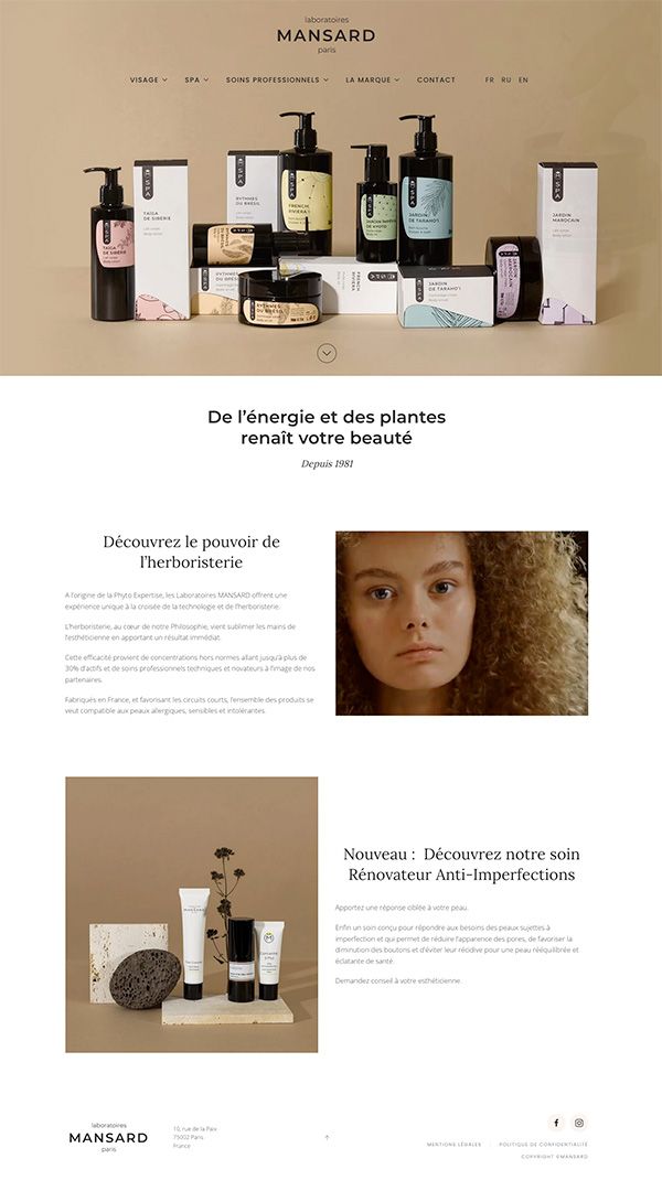 site internet Laboratoires Mansard à Paris