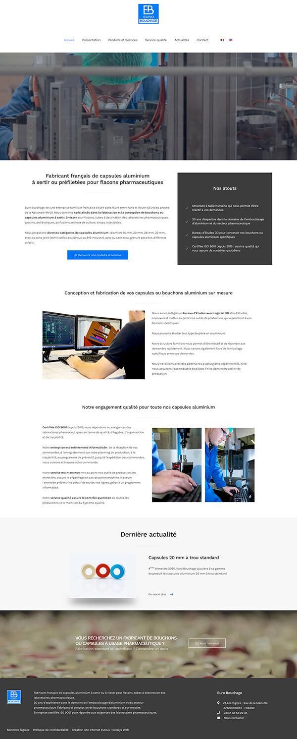 site internet industriel - Eurobouchage