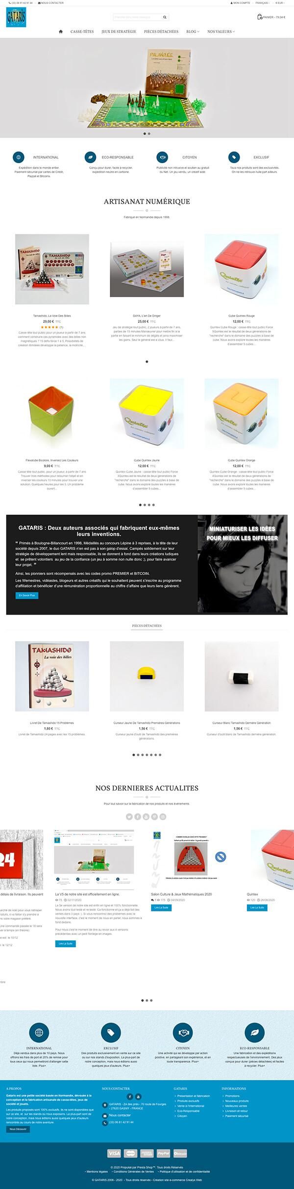 site e-commerce artisanat - Gataris