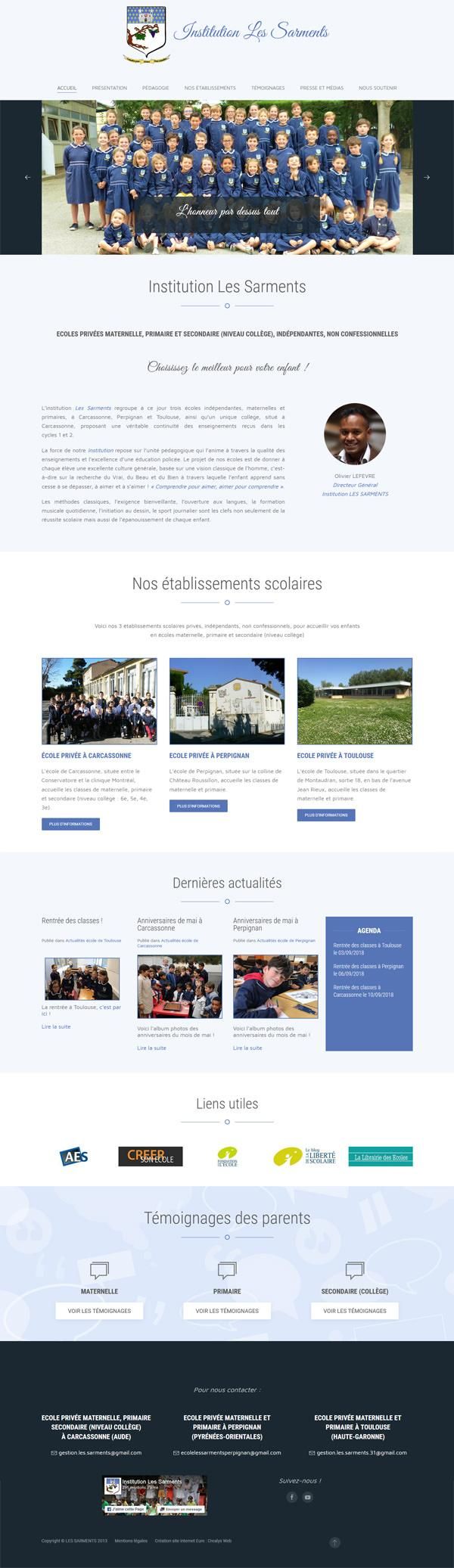 site internet Institution Les Sarments