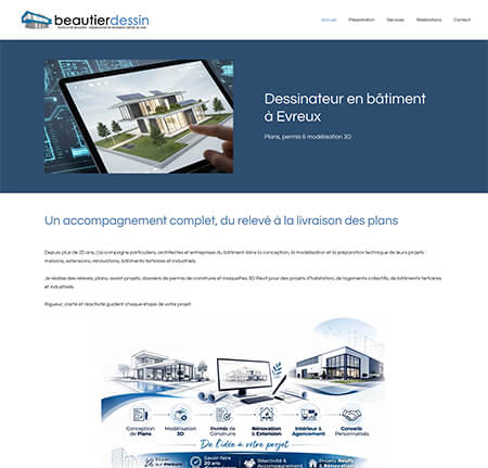 site internet profession libérale, dessinateur en bâtiment - Beautier Dessin