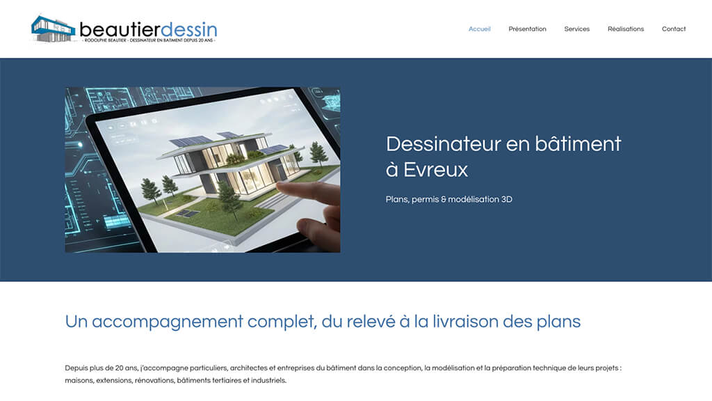 site internet profession libérale, dessinateur en bâtiment - Beautier Dessin