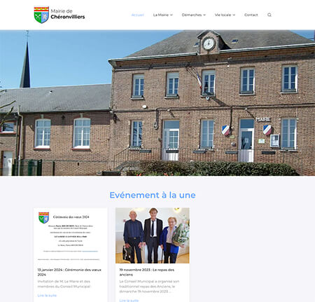 création site internet institutionnel de la Mairie de Chéronvilliers : Collectivité territoriale - Administration - Service Public