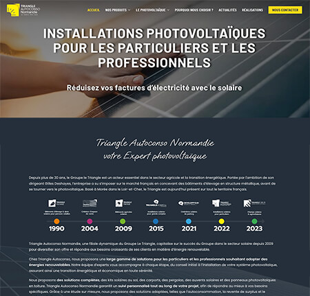 site vitrine installateur pour particuliers et professionnels de panneaux solaires photovoltaïques Triangle Autoconso Normandie à Ezy sur Eure : Energie - Environnement