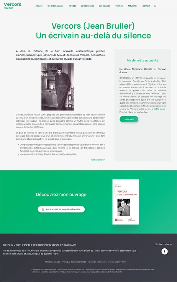 site vitrine et blog personnel de Nathalie Gibert sur Jean Bruller "Vercors écrivain"